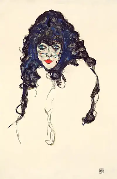 Frau mit langen Haaren Egon Schiele